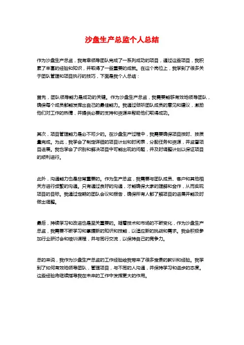 沙盘生产总监个人总结