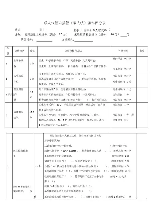 气管插管操作评分标准(版)