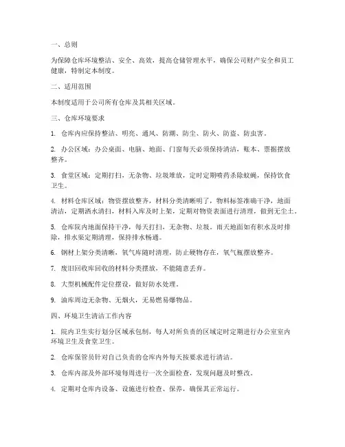 仓库环境规范管理制度