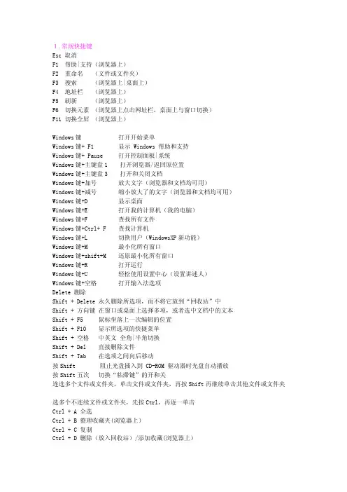 最全电脑快捷键