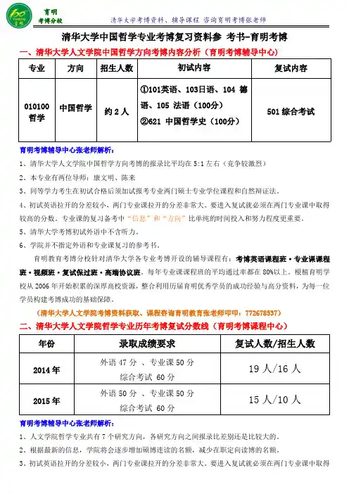清华大学中国哲学专业考博真题-育明考博