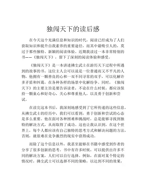 独闯天下的读后感