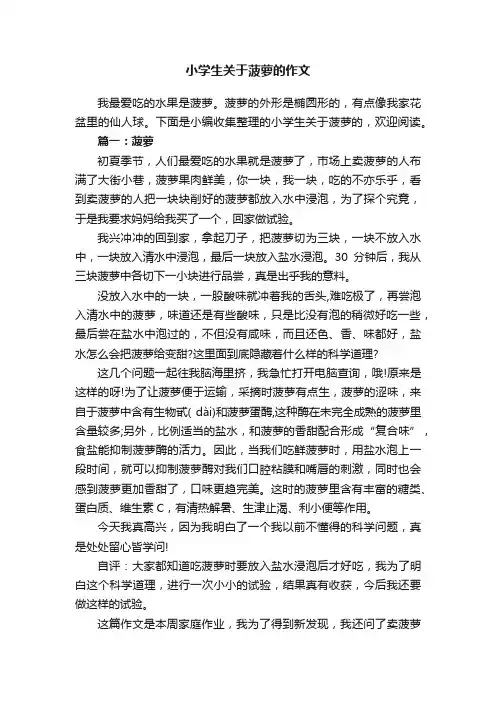 小学生关于菠萝的作文