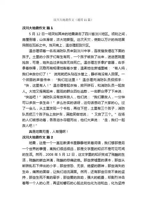 汶川大地震作文（通用11篇）