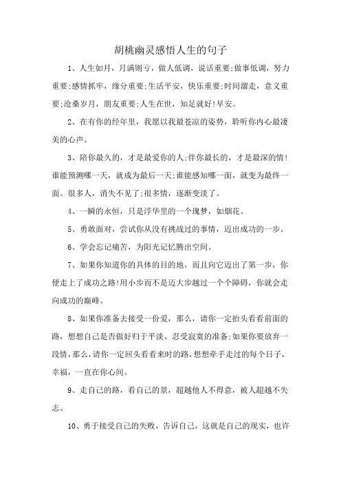 胡桃幽灵感悟人生的句子