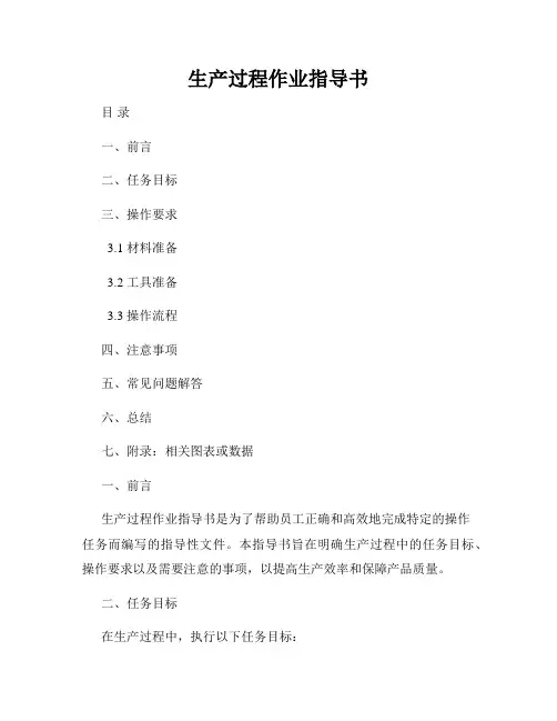 生产过程作业指导书