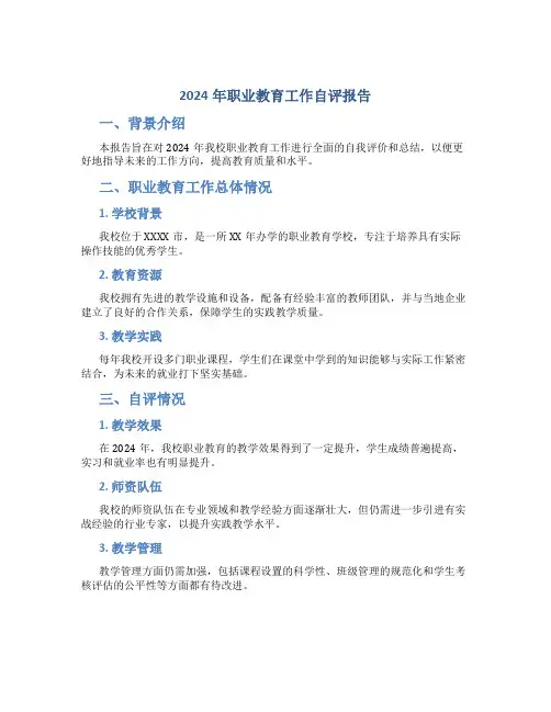 2024年职业教育工作自评报告