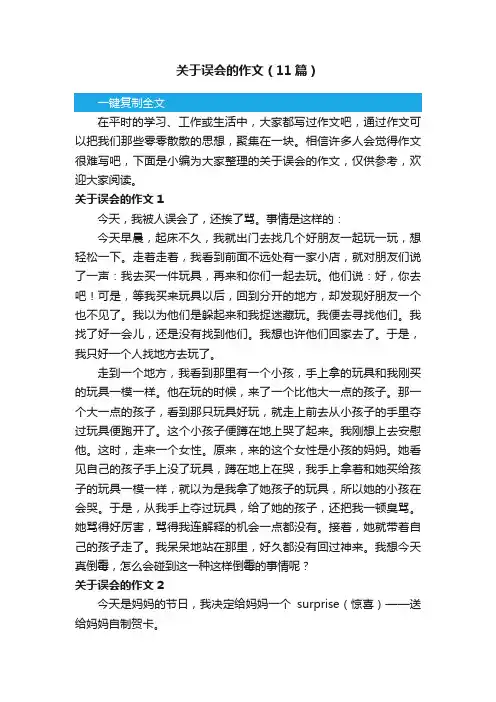 关于误会的作文（11篇）