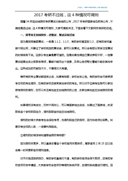 2017考研不过线,这4种情况可调剂