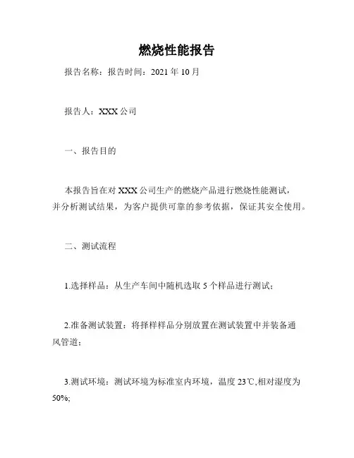 燃烧性能报告