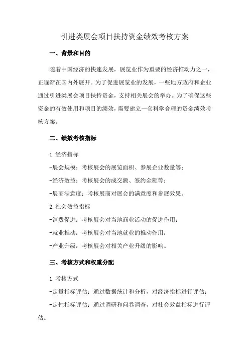 引进类展会项目扶持资金绩效考核方案