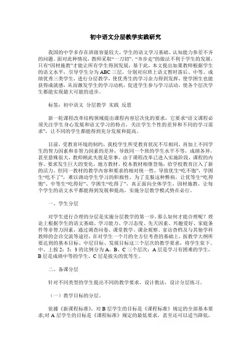 初中语文分层教学实践研究