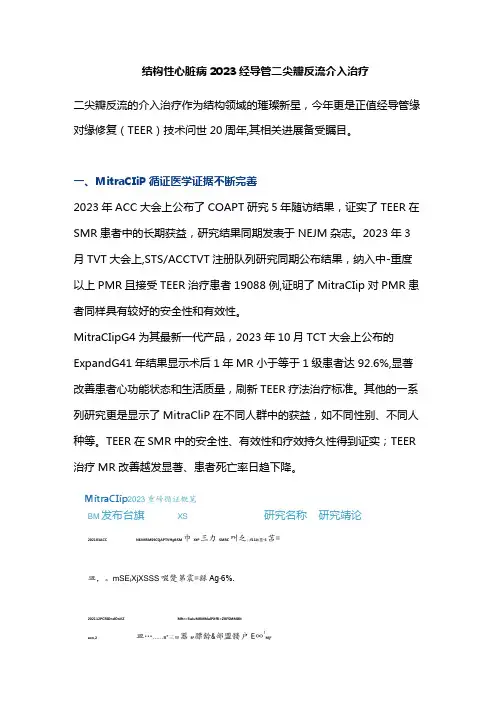 结构性心脏病2023经导管二尖瓣反流介入治疗