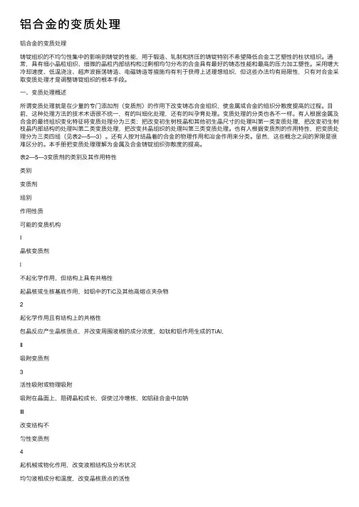 铝合金的变质处理