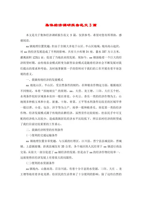 集体经济调研报告范文3篇