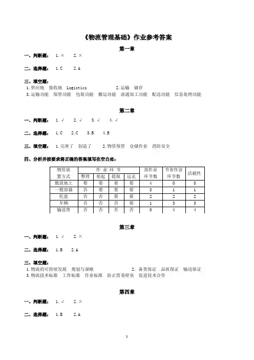 物流管理基础作业参考答案