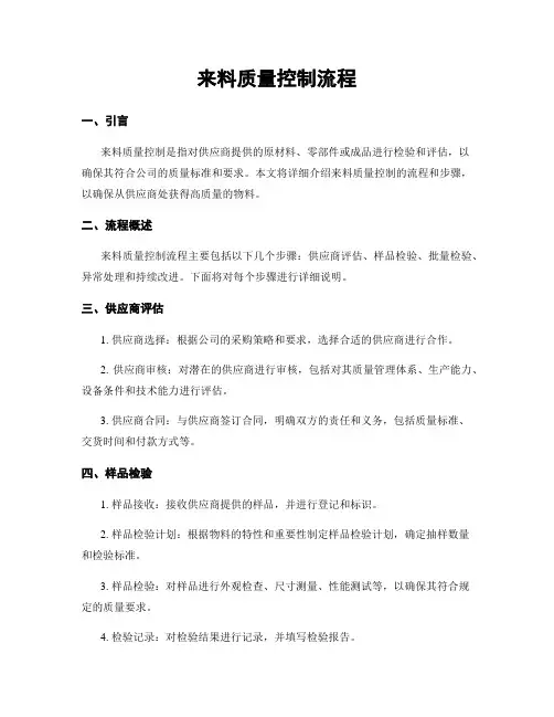 来料质量控制流程