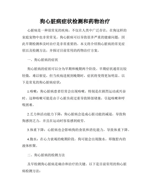 狗心脏病症状检测和药物治疗