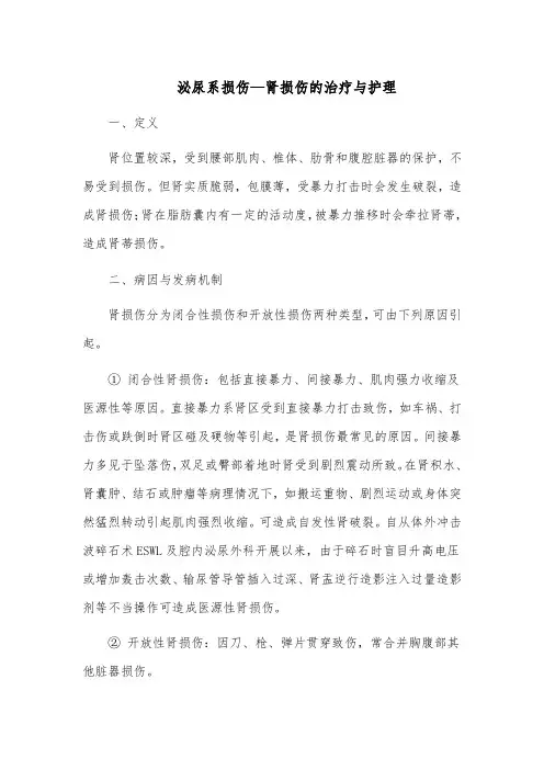 肾损伤的治疗与护理