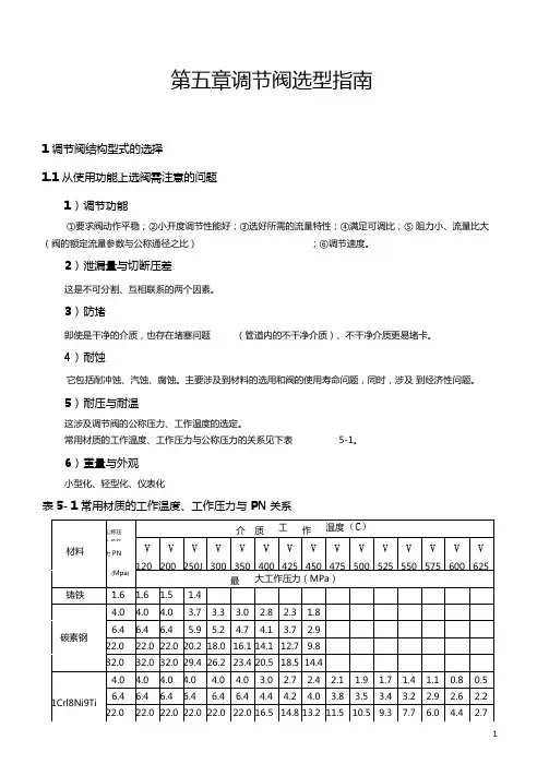 调节阀计算选型使用调节阀选型指引要点