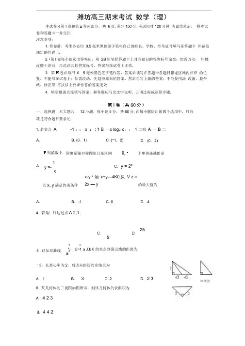 山东省潍坊市高三期末考试试题(数学理)