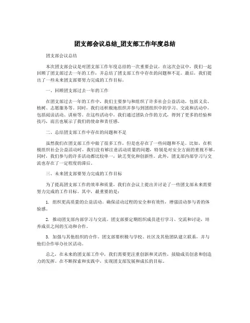 团支部会议总结_团支部工作年度总结