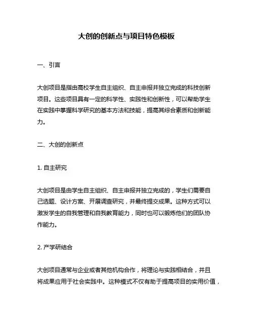 大创的创新点与项目特色模板