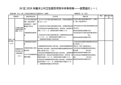 家医签约考核表
