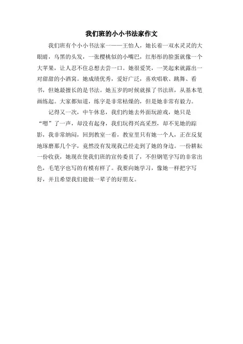 我们班的小小书法家作文