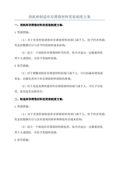 消耗和制造库存滞留材料奖惩制度方案