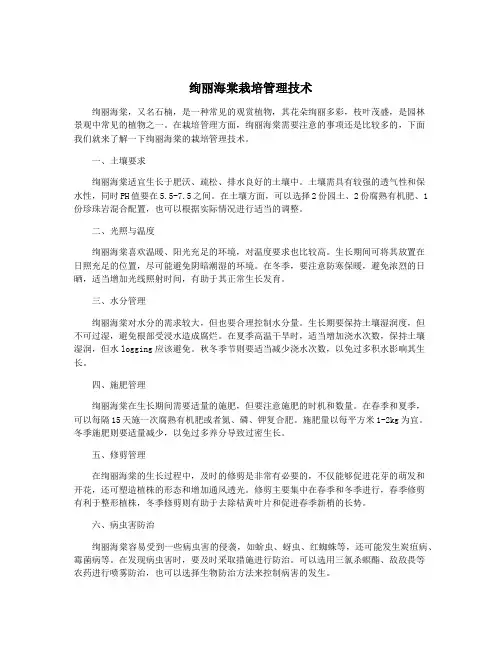 绚丽海棠栽培管理技术