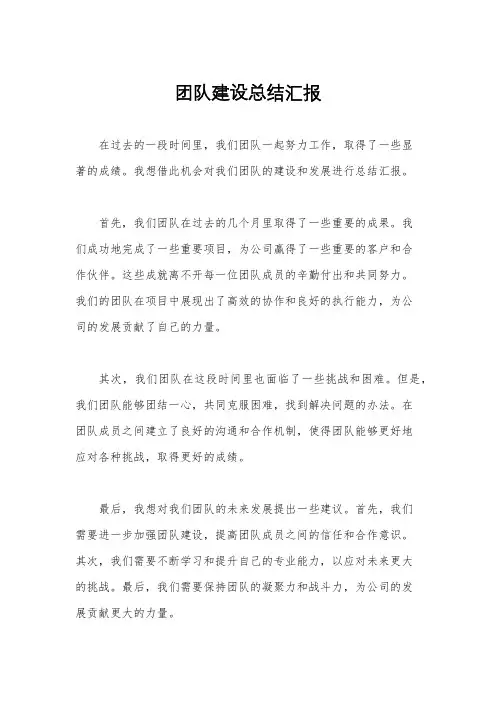 团队建设总结汇报