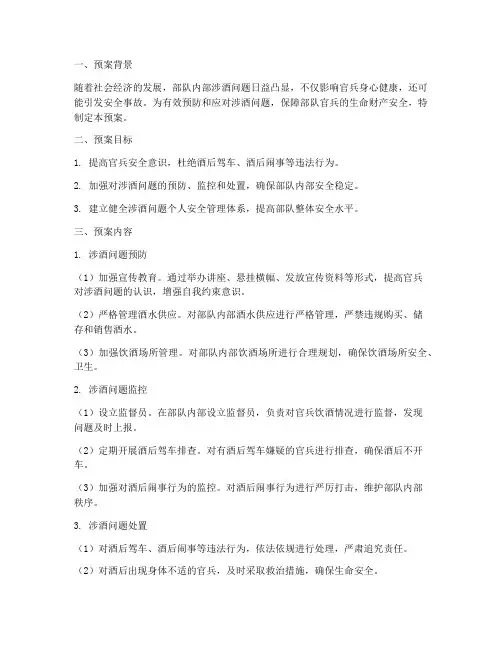 涉酒问题个人安全预案