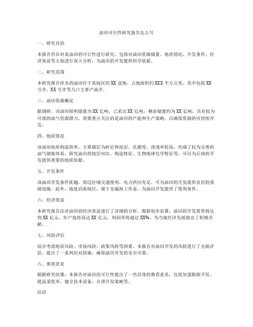 油田可行性研究报告怎么写