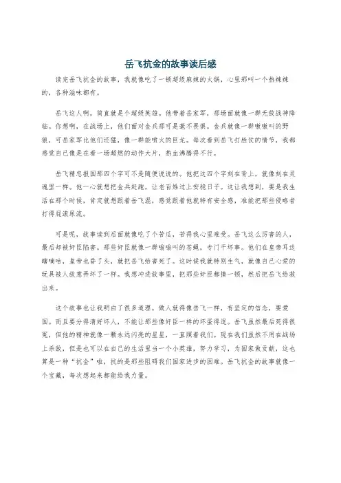 岳飞抗金的故事读后感