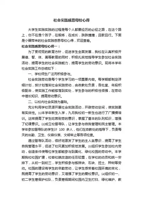 社会实践感恩母校心得