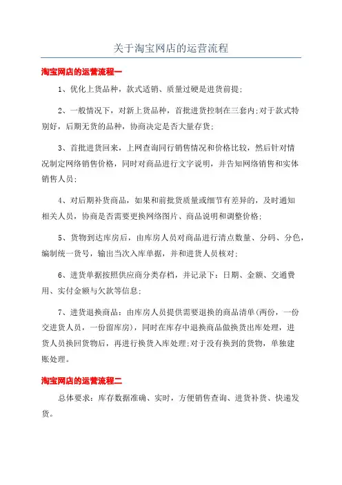 关于淘宝网店的运营流程
