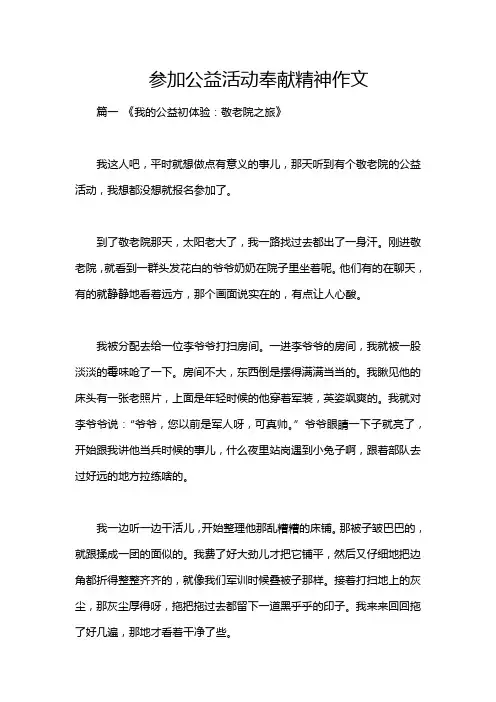 参加公益活动奉献精神作文