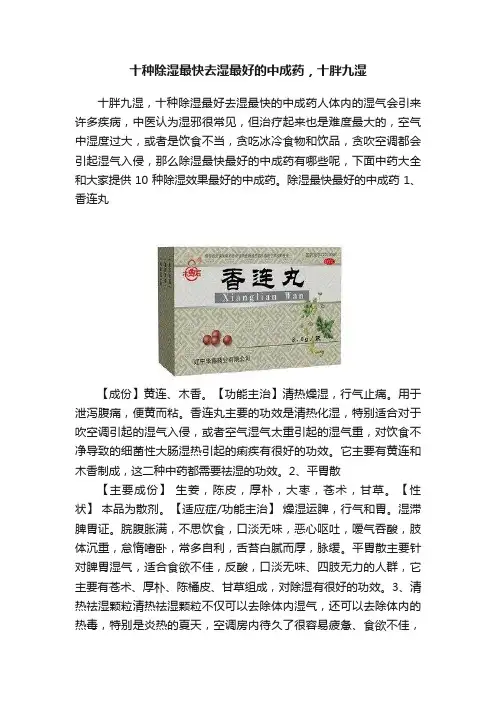 十种除湿最快去湿最好的中成药，十胖九湿