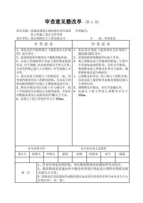 审图中心审查意见回复单