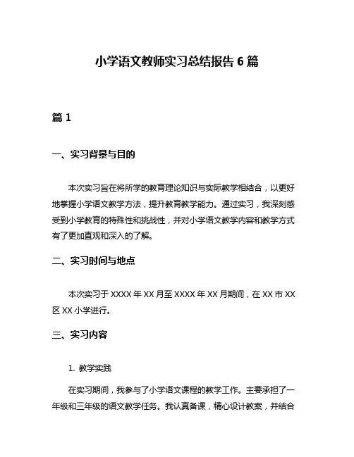小学语文教师实习总结报告6篇