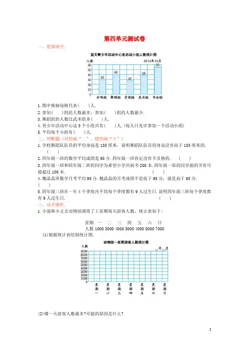 四年级数学上册四统计表和条形统计图一单元综合测试卷苏教版