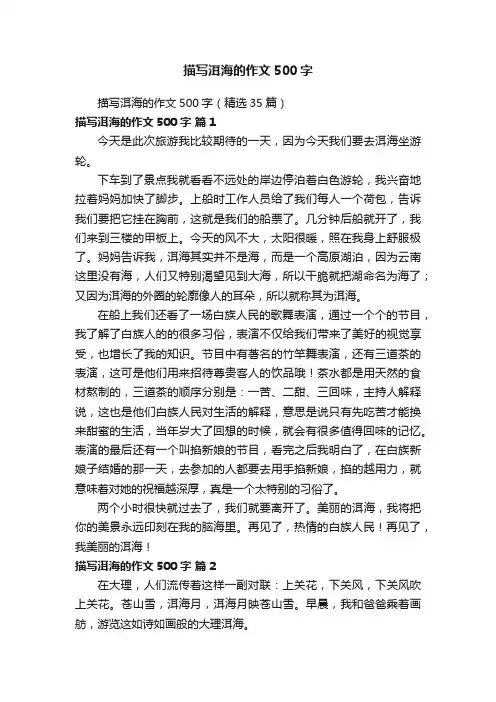描写洱海的作文500字（精选35篇）