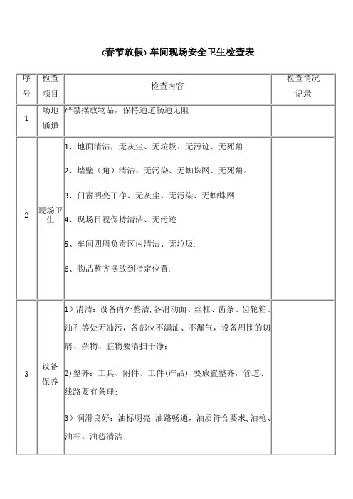 安全卫生检查表