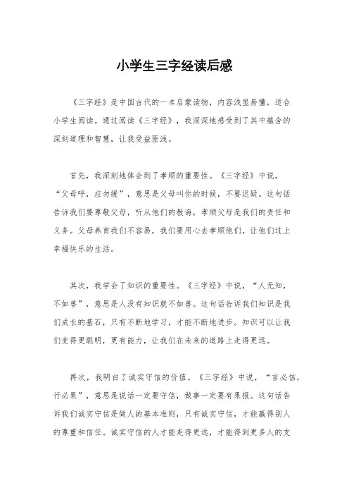 小学生三字经读后感