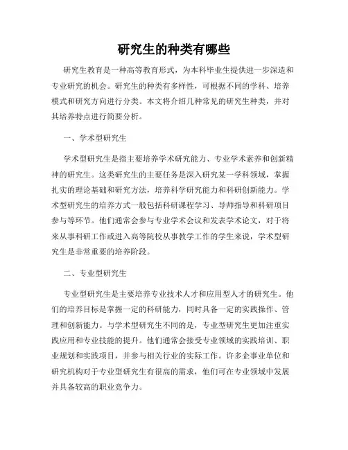 研究生的种类有哪些