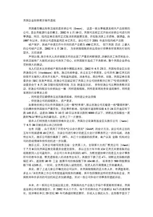 方案-美国企业财务欺诈案件透视