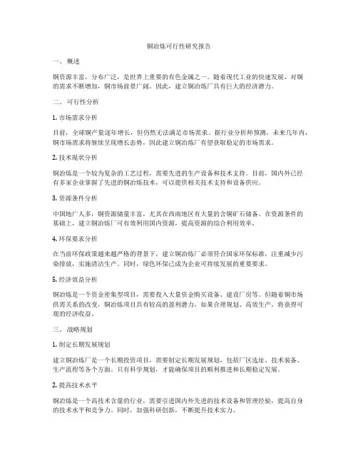 铜冶炼可行性研究报告