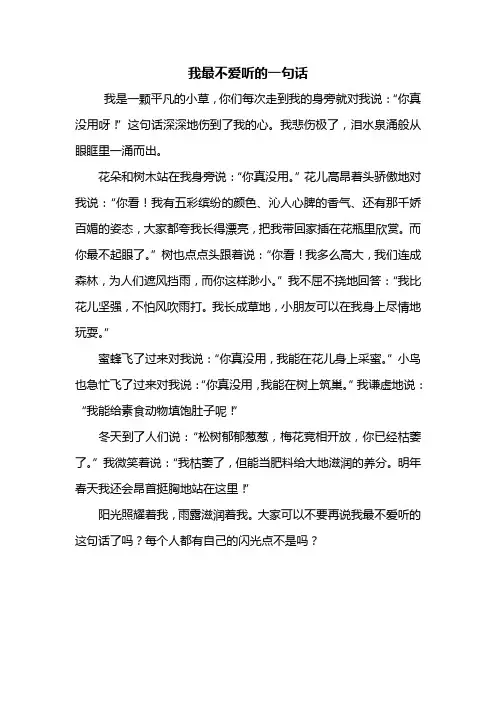 三年级作文：我最不爱听的一句话作文450字