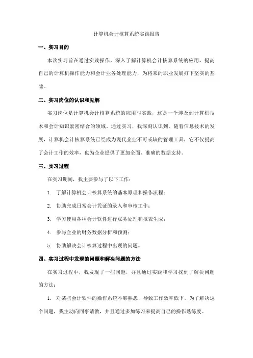 计算机会计核算系统实践报告
